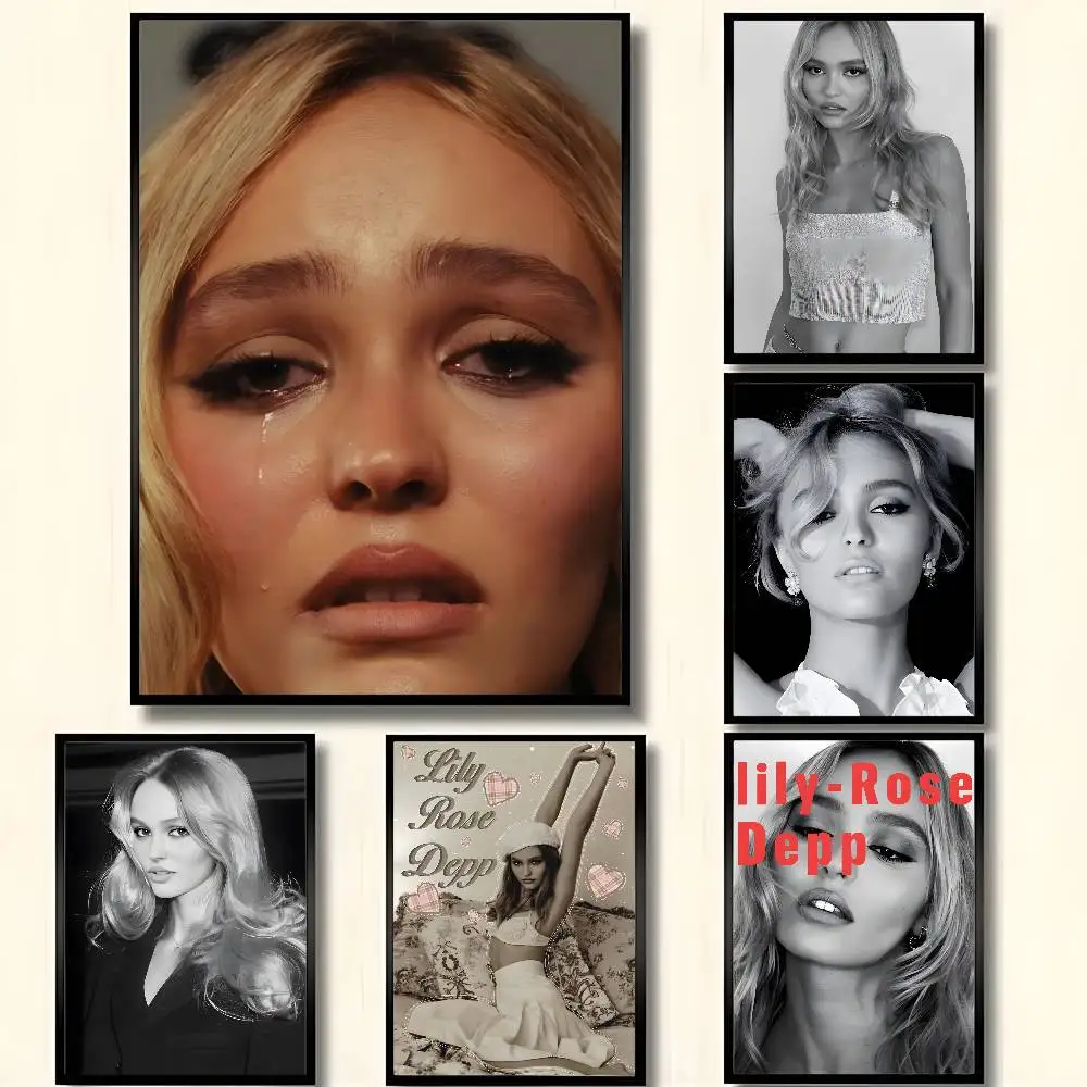 Singer L-Lily-Rose Depp Poster Waterproof HD Art Wall Decal Self-Adhesive Print. Aesthetic Home Room Decor for Living Room Bedro