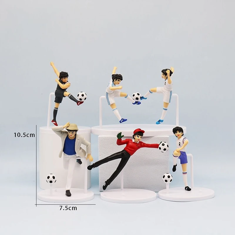 6pcs Captain Tsubasa Figures Ozora Tsubasa Figure Wakabayashi Genzo Kojiro Hyuga Anime Figurine Collectible Toys Ornament Gifts