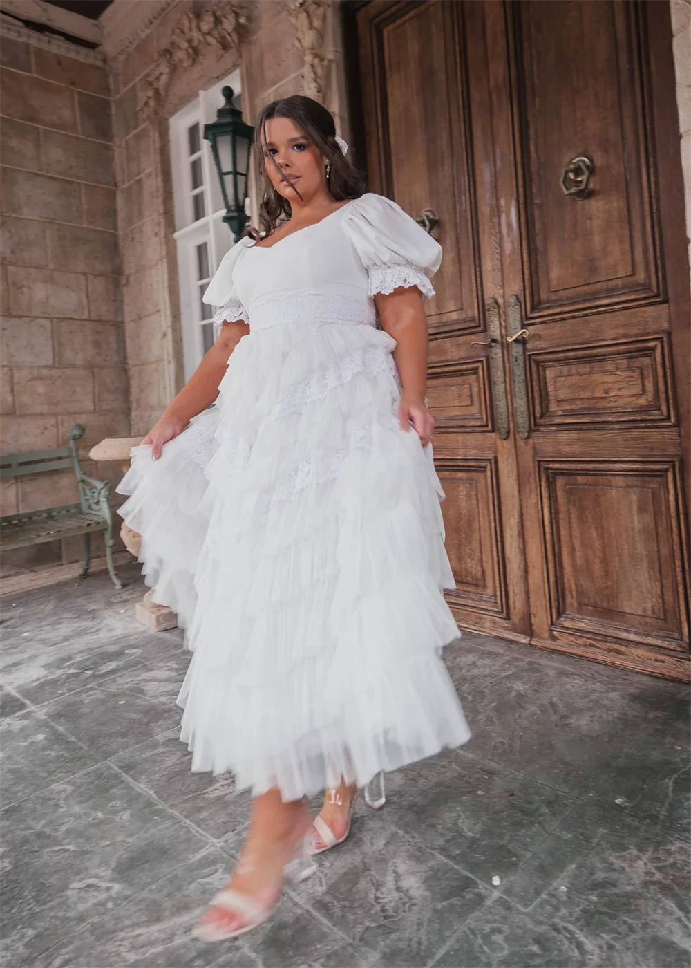 Jessica-Robe de Rhblanche en dentelle et tulle, tenue de soirée princesse, pour occasions formelles et mariage