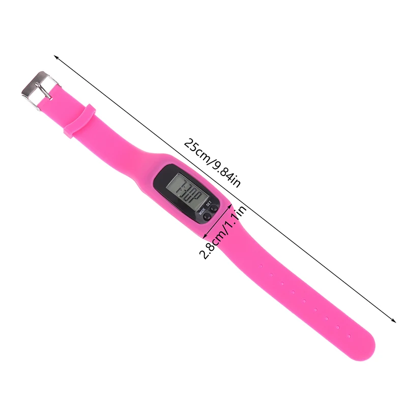 LED Pedometer Bracelet Step Counter Watch with 12/24H Time Display Silicone Fitness Tracker Step Watch