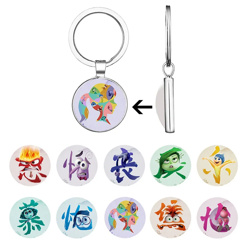 Disney Inside Out 2 Time Gem Keychains Pendant Bag Accessr Action Figure Toy Riley Anxiety Envy Cute Keychain Kids Birthday Gift