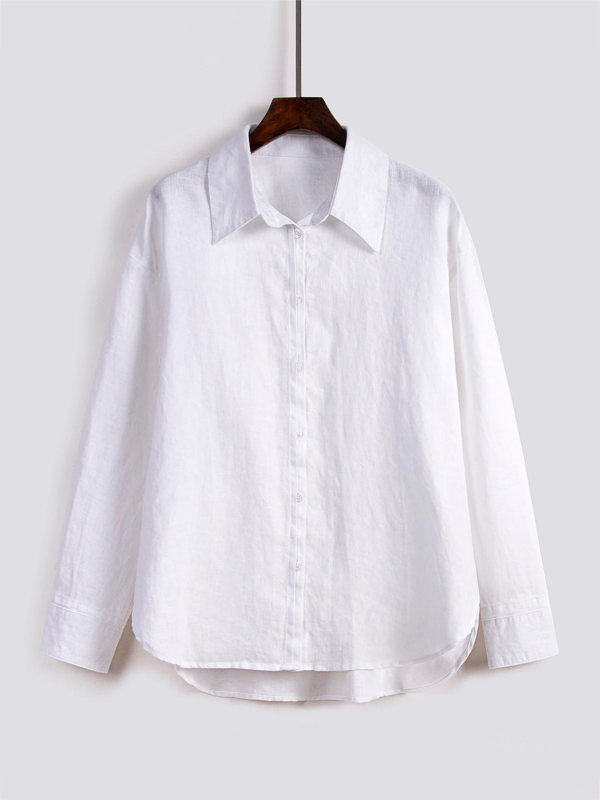 Camisa Branca Elegante de Caimento Solto Antirrugas Nova Coleção de Verão Weider 2026 em Linho Pré-Lavado para Homens e Mulheres