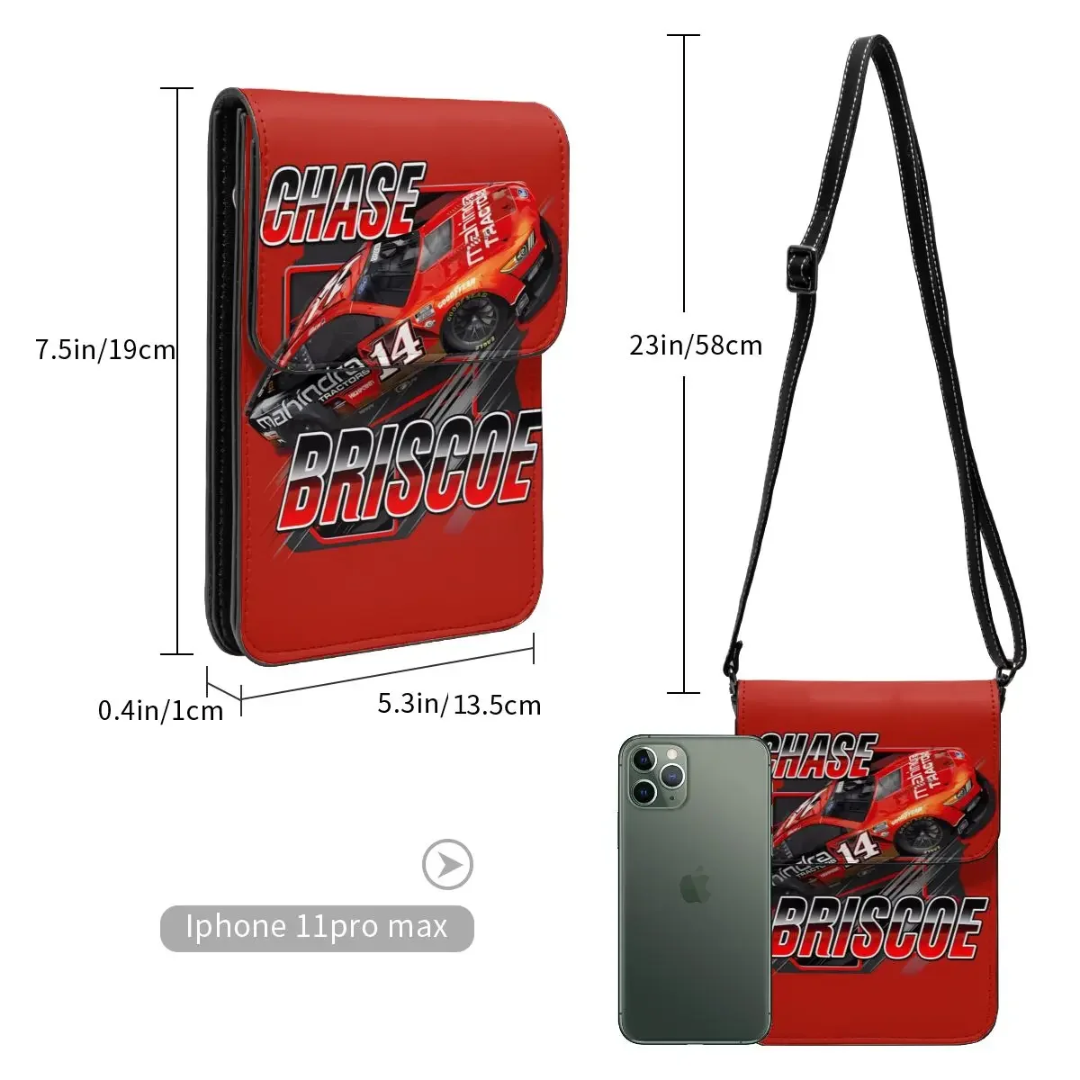Chase Briscoe 14 Crossbody Wallet Cell Phone Bag Shoulder Bag Cell Phone Purse Adjustable Strap