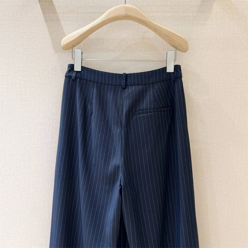 Pantaloni da donna Nuovi pantaloni a gamba dritta slim fit a vita alta per l'autunno 2025 Pantaloni a gamba larga a righe moda pantaloni da donna y2k