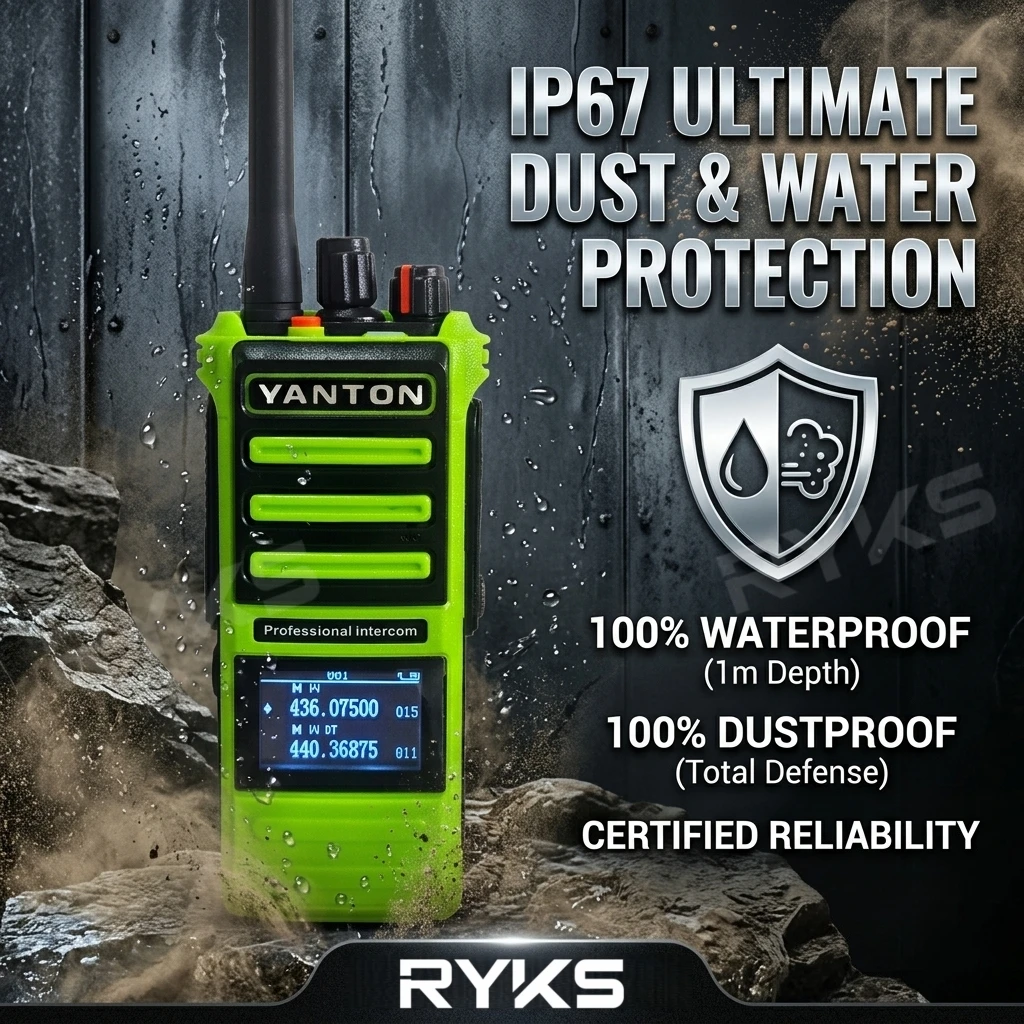 12W Walkie Talkie Ip67 Waterproof Ham Radio Uhf 400 - 480Mhz Vox 2×250 Channels 15Km Long Range For Firefighting And Rescue Fire