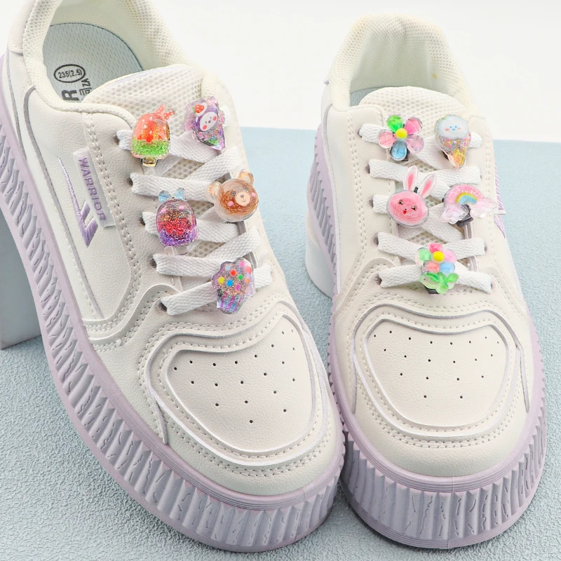 Kids kawaii Accessories Cute Rainbow Shoelaces Clip Removable Casual Shoes Decoration Bling Glitter Princess Sneaker Buckle Bulk