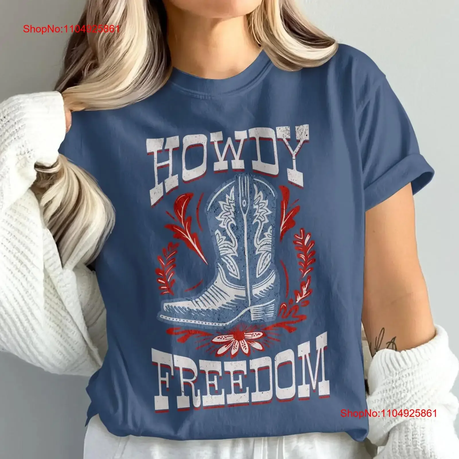 

Футболка Howdy Freedom Western 4 июля Cowgirl BooT, модная женская футболка в винтажном стиле в стиле кантри, винтажная стираная дышащая футболка в стиле родео