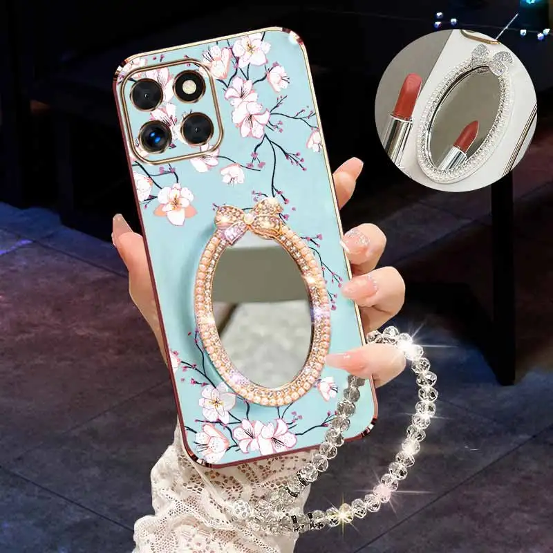 

X6A Winter plum Bracelet Plating Phone Case For Honor X8B 200Pro X6 X9B 300Ultra 90 300 200 X60 X6A Magic 5Lite 6Pro Cover