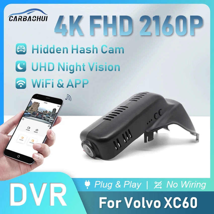 Car DVR HD 4K 2160P UHD Mini Camera WiFi Driving Recorder auto parts For Volvo XC60 2010 2011-2015 2016 2017 High Version