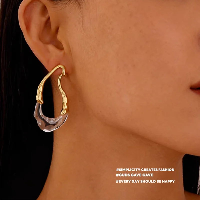 Resin irregular dangle earrings for women transparent statement earrings unique abstract art jewelry new in2026