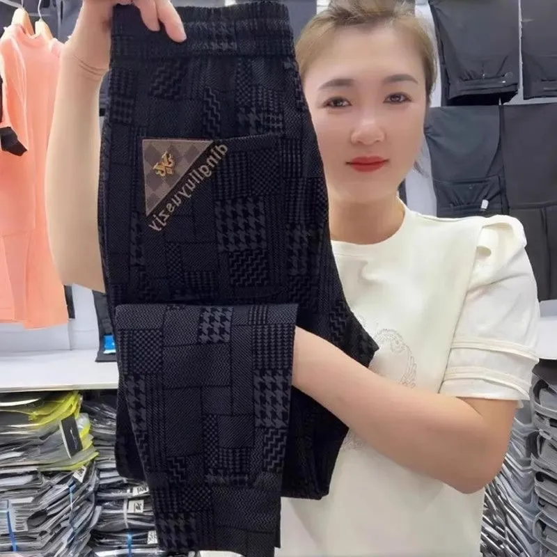 بنطلون رجالي كاجوال من الحرير الصناعي، فضفاض، للربيع والخريف، بنطلون طويل للراحة، سريع الجفاف، من ألياف البوليستر، ملابس عمل ...