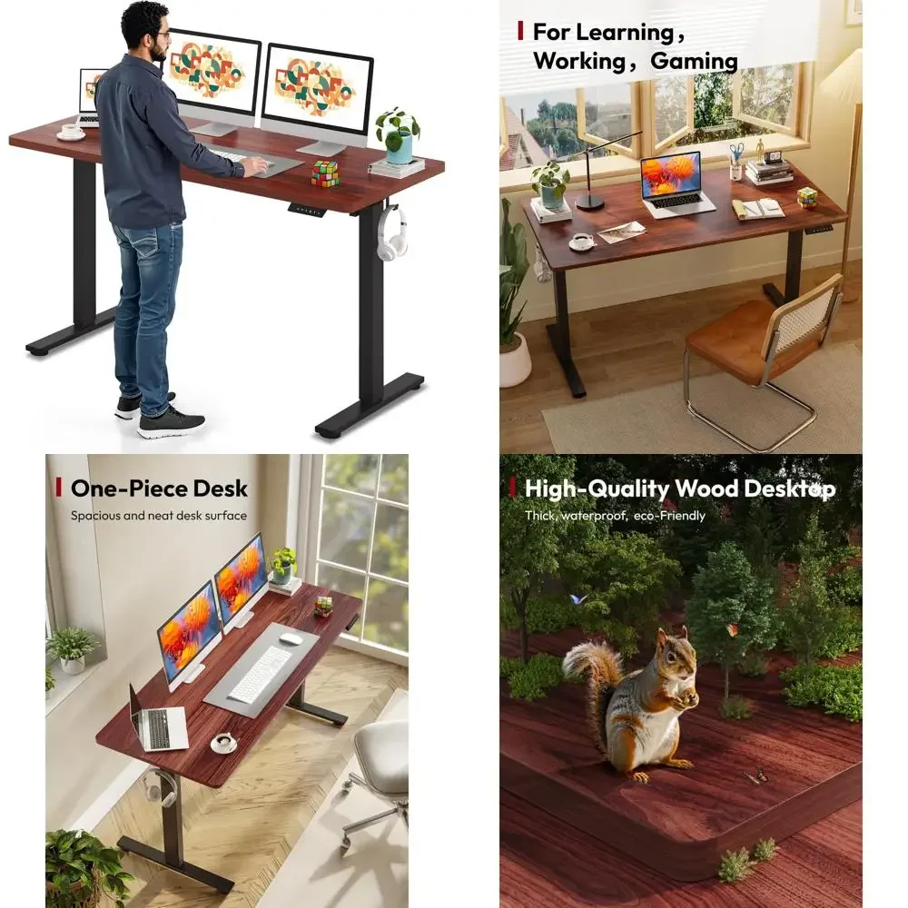 ارتفاع كهربائي قابل للتعديل مكتب قائم 60 × 24 مع 6 أزرار تحكم مكتب مريح لتحسين الموقف #1