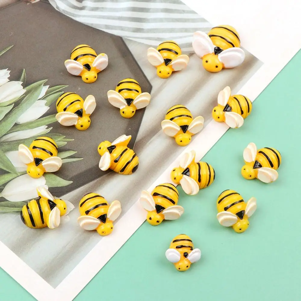 20Pcs Cute Cartoon Mini Honeybee Resin Figurine Crafts Flatback Cabochon Ornament Jewelry Making  DIY Decorative Craft Supplies