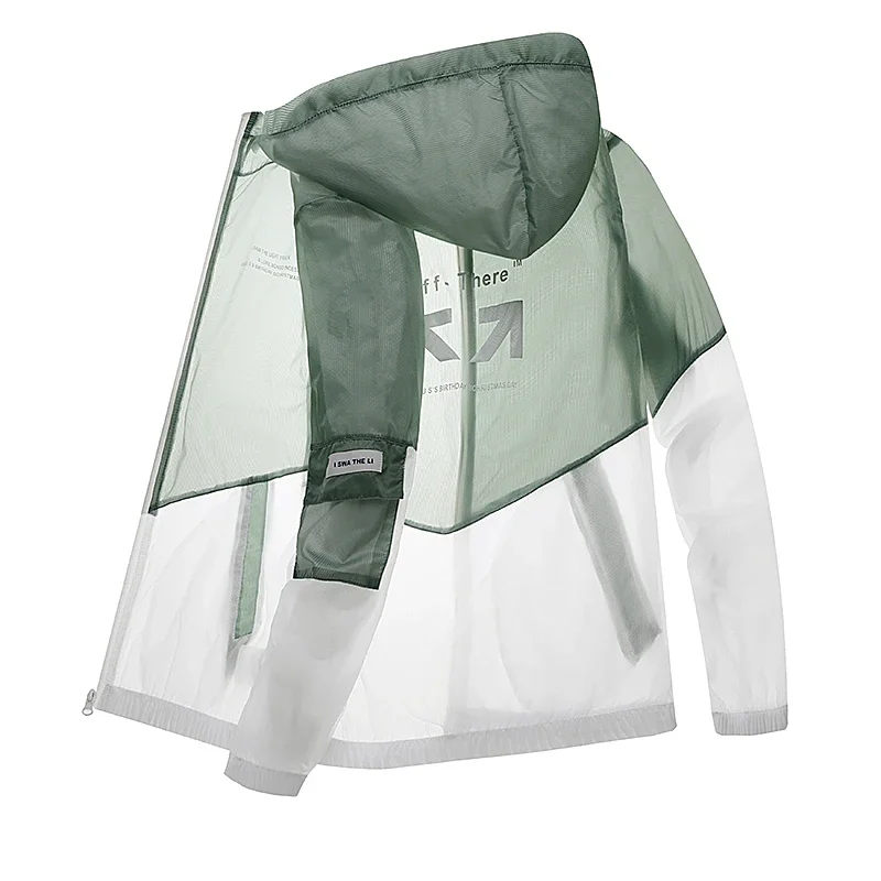2024 Summer Men's Jacket Casual Loose And Breathable Jogging Fitness Hooded Printed Jacket Outdoor Sun Protection Windbreaker