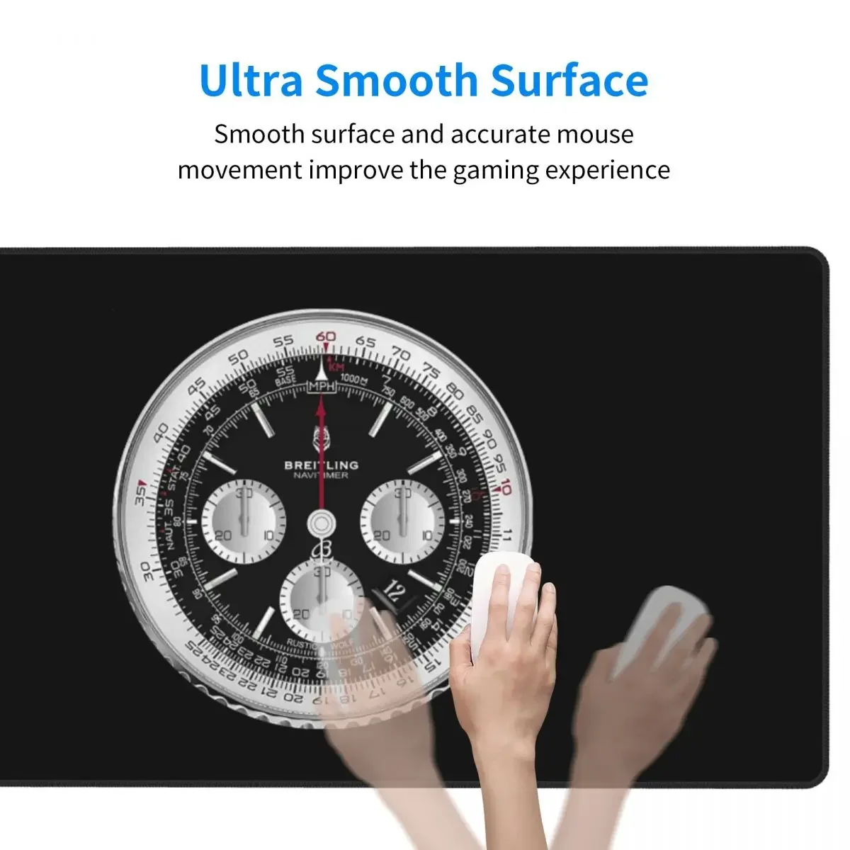 Black Luxury Watch Face Large Mouse Pad Computer Keyboard Mouse Mat Gaming PC Laptop Desk Mat Office Accessories Table Mats