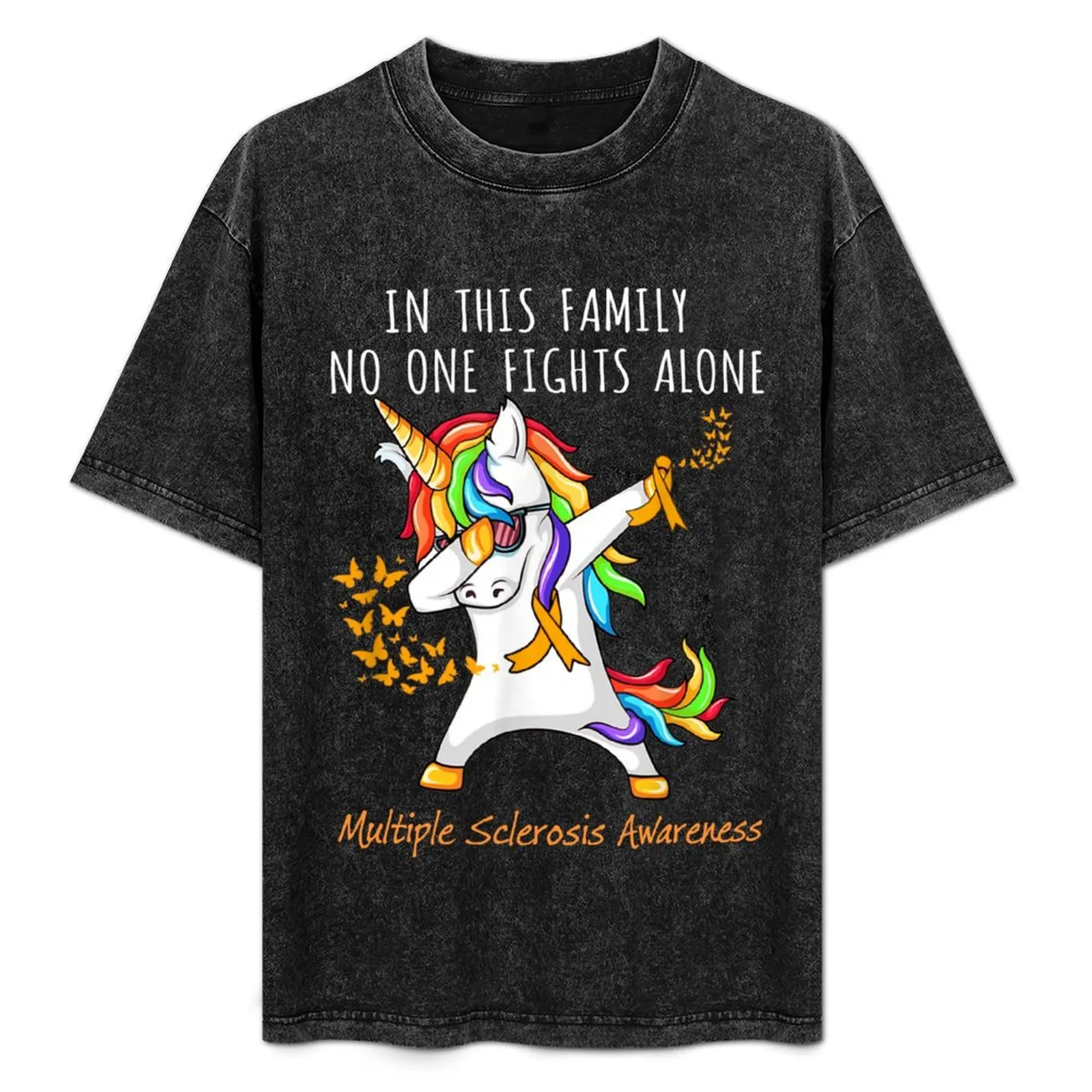 

In This Family No One Fights Alone Unicorn Multiple Sclerosis T-Shirt basketball graphic tees graphic t shirts mens fashion