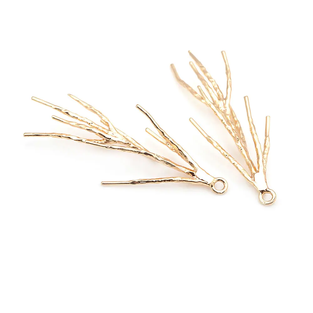 4PCS 18K Gold Color Brass Tree Branch Charms Pendants High Quality Diy Jewelry Making Necklace Earrings Accessories for Women