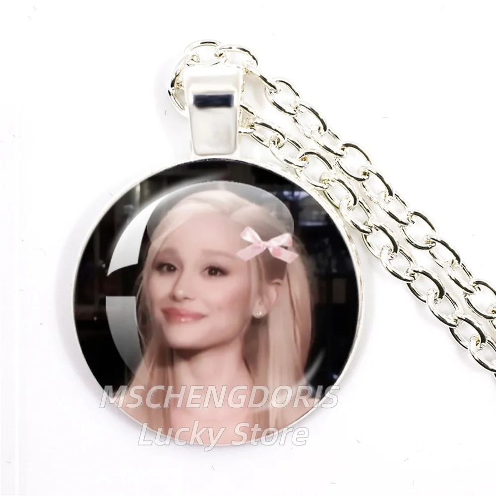 Singer A-Ariana G-Grande Meme Glass Pendant Necklace Charm Jewelry Fan Souvenir Collect Gift Accessories Jewelry Decoration Gift