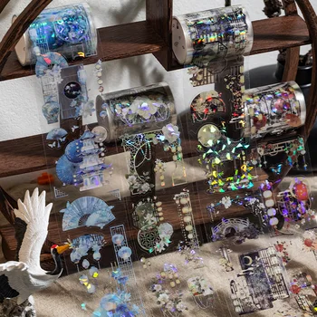 Adesivos Decorativos Adesivos para Scrapbooking, Flores Luxuosas e Sonhos no Pavilhão, Japonês Pet Adesivos, 1pc por lote