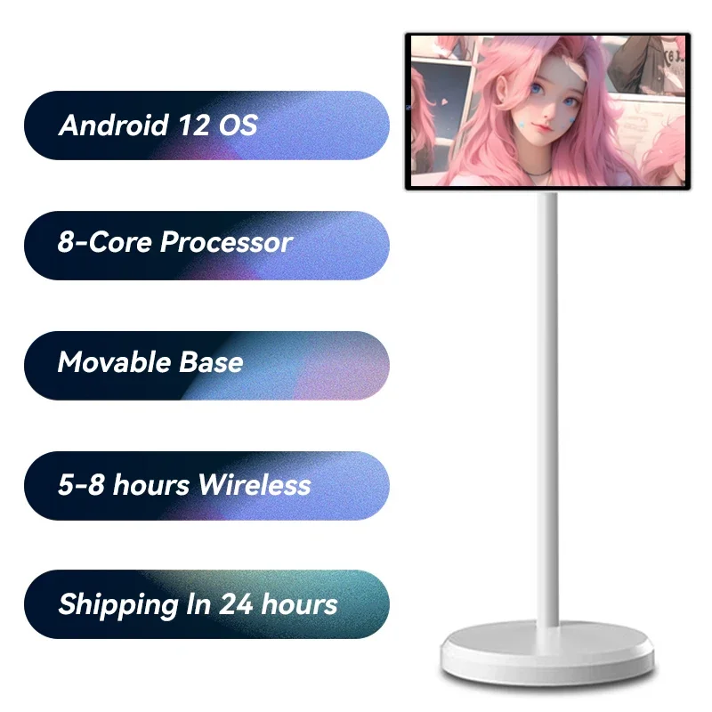 

JCPC 21.5Inch Movable Tv Smart Portable Portable Touch Screen Tv 4+64G Android 12 Smart Tv