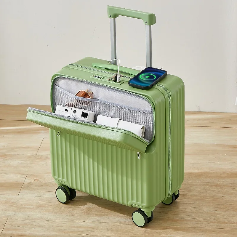 18/20 Inch Boarding Case Travel Suitcase Front Opening Rolling Luggage Large Capacity Trunk Fashion Small Password Trolley Case