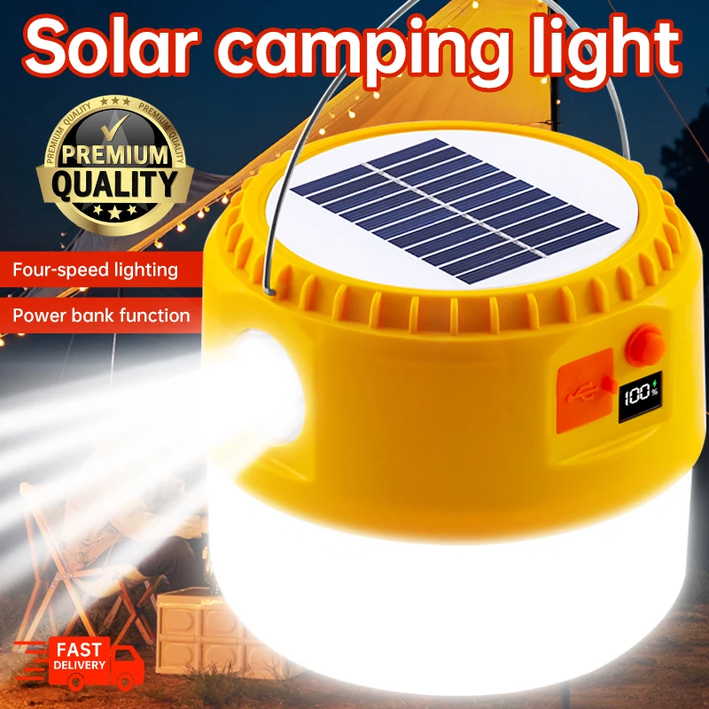 

Outdoors Camp Solar powered Charging Lighting Fixtures Ultra long endurance LED 24V Night market Save electricity Portable Light