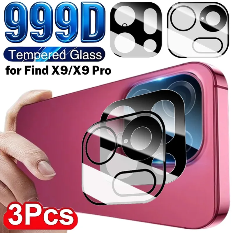 

1-3PCS FindX9Pro FindX9 Case 3D Clear Crystal Tempered Glass Curved Camera Protector for Oppo Find X9 X9Pro 5G Lens Cover