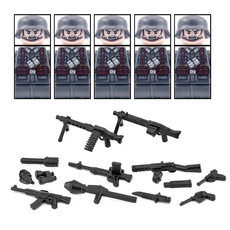 6pcs/lots WW2 Infantry Soldier Mosin-Nagant Sniper Rifle Guns MOC SWAT Military Weapons Figures Mini Building Block Brick Toys