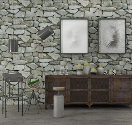 Grey Stone Wall Paper Roll 3D Effect Background Wallpaper Home Decoration Pegatinas De Pared Papel Adhesivo Pared, 10M Per Roll