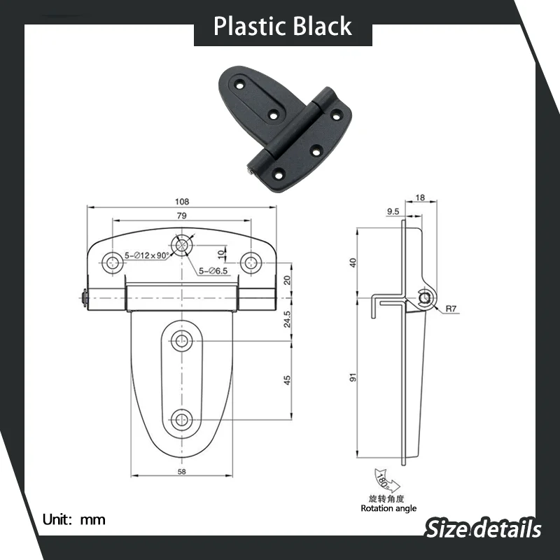 Kotak peralatan mesin industri tipe T plastik hitam engsel pintu kabinet mekanis