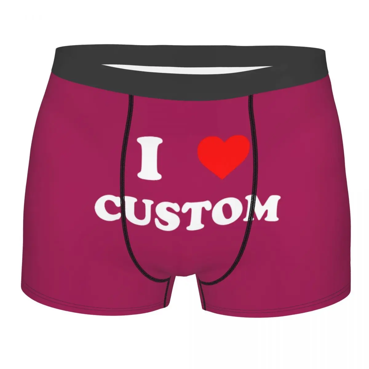 I Love Custom Text Underwear Men Anniversary Gift Print Personalized Design Your Own Boxer Briefs Shorts Panties Soft Underpants