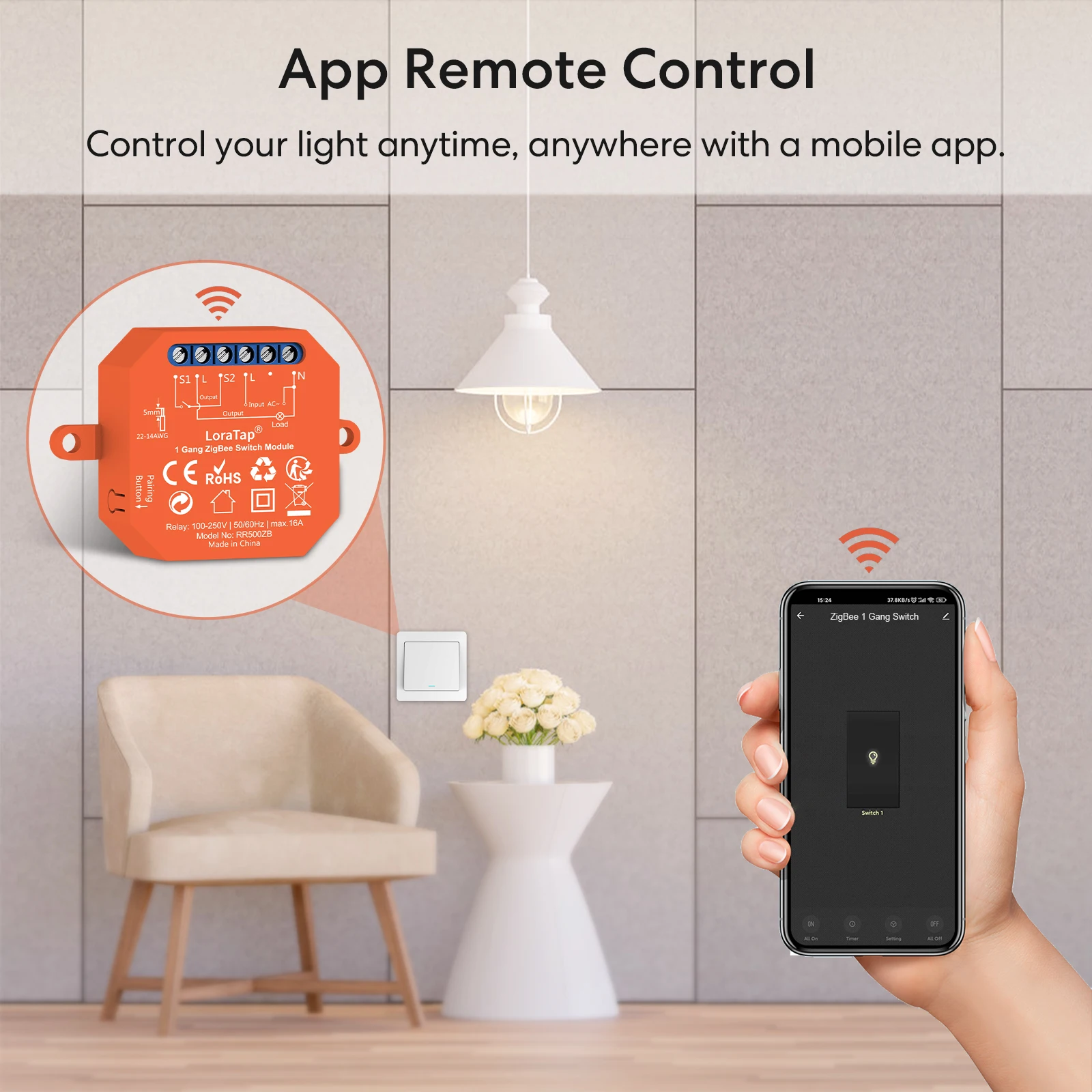 Tuya ZigBee/Wi-Fi Wireless Switch-Relaismodul 2-Wege-Steuerung 16A Sprachsteuerung von Google Alexa