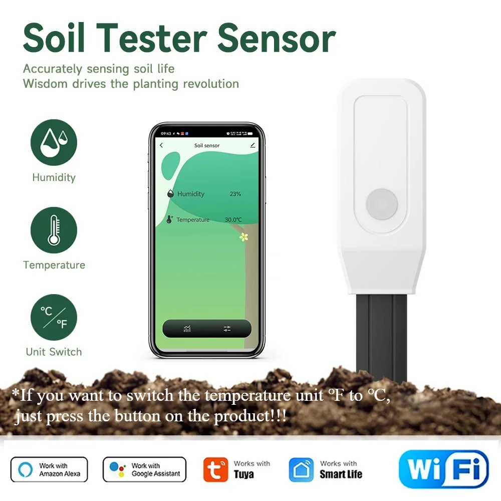 Tuya – testeur de sol intelligent WiFi, compteur de température et d'humidité, thermo-hygromètre, automatisation du jardin, détecteur d'irrigation