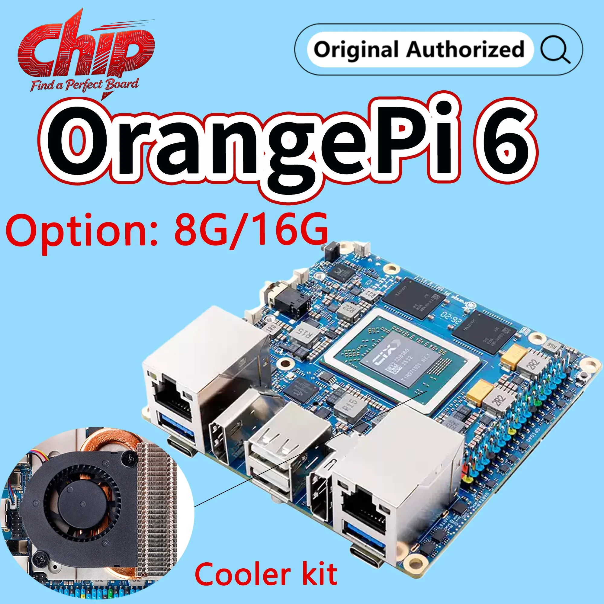 Orange Pi 6 8G/16G+Kühler DDR5 CIX SoC Mini-PC M2 NVME SSD 45TOPS NPU Einplatinencomputer für Linux/Android/Windows/ROS2 Betriebssysteme