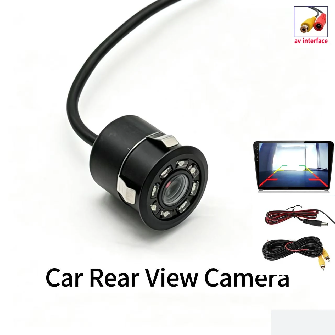 JISUIDA Universal Rear View Camera Perforated 18.5MM CCD High-Definition Night Vision Parking Camera for Cars