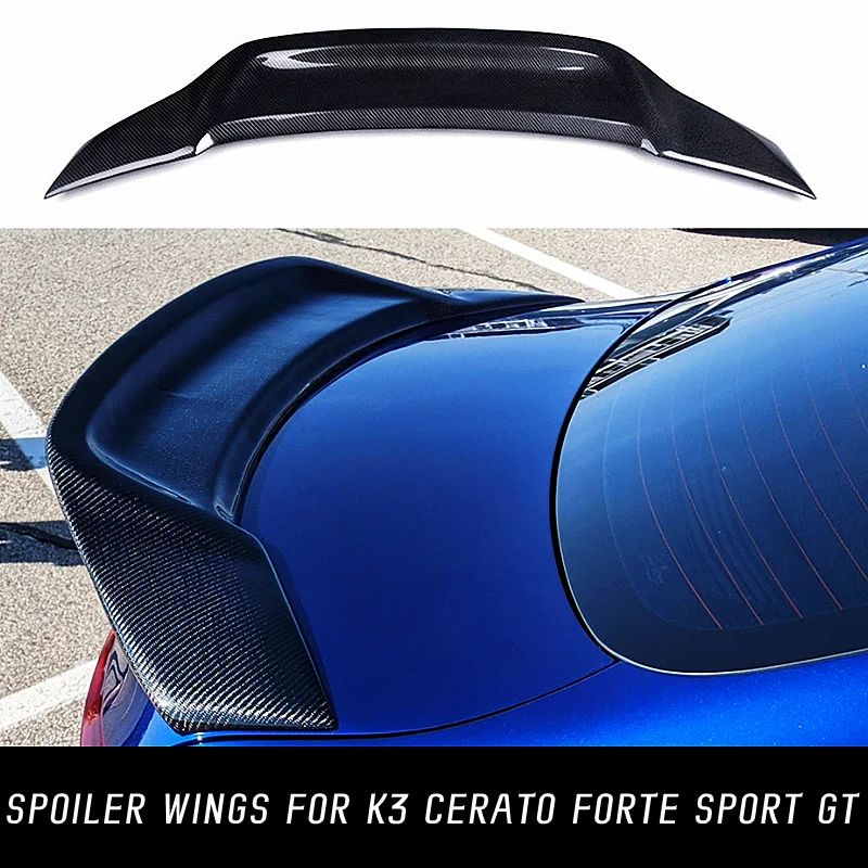 For 2019 20 21 Kia K3 Cerato Forte Sport GT Rear Trunk Lid Boot Ducktail Spoiler Wings Black Carbon Fibe Car Tuning Accessories