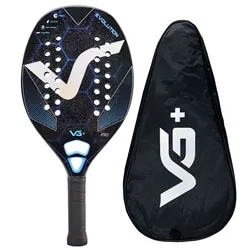 Raqueta de tenis de playa con bolsa de cubierta Kevlar/12K de carbono con superficie 3D brillante, mango de agarre antideslizante para deportes de playa y práctica