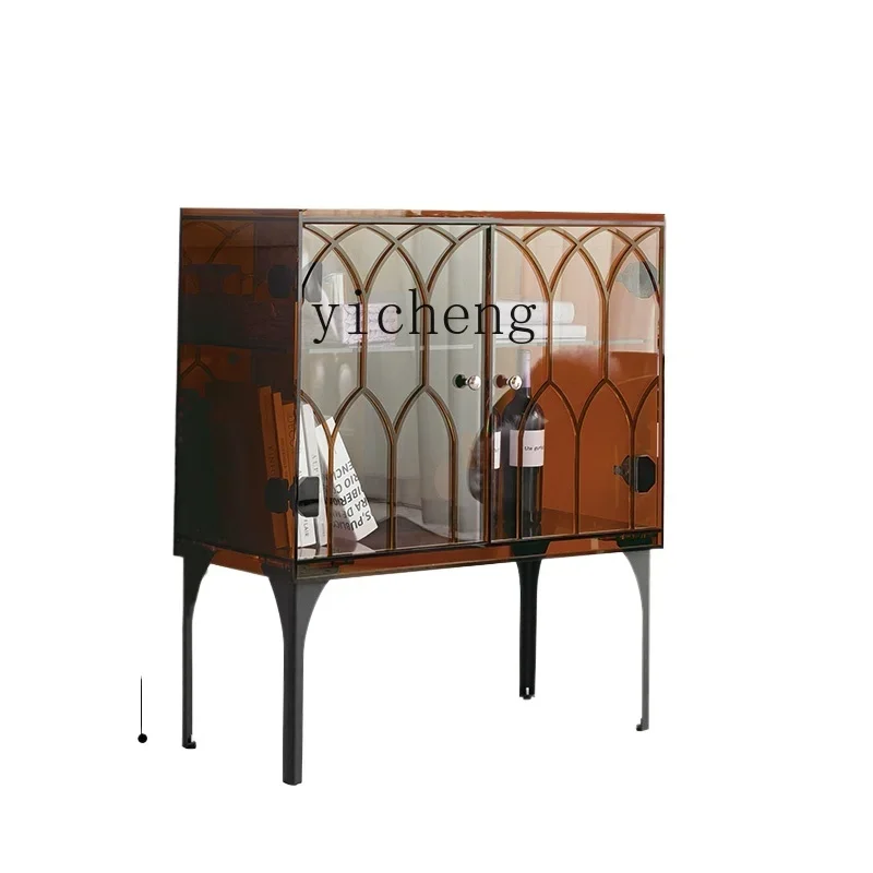 TQH light luxury side cabinet living room dining side cabinet dining room acrylic double-layer storage cabinet storage wine