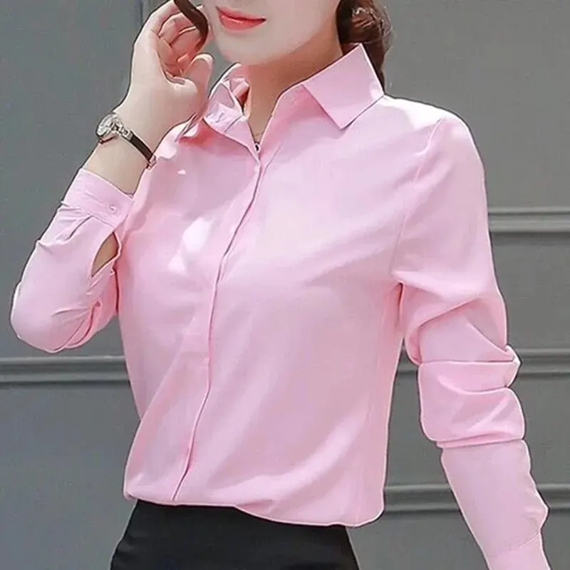 White Shirt Women 2024 New Fashion Business Shirt Women Tops Long Sleeved Blouse Women Button Up Shirt Office Lady Casual Shirts