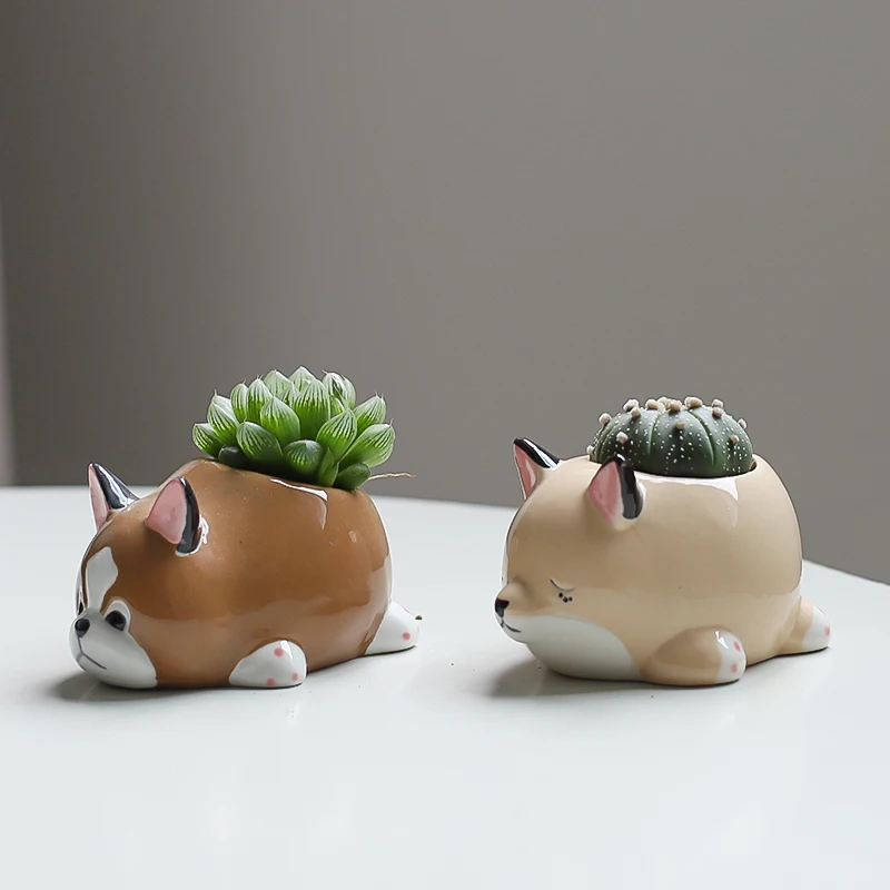 2025 New Cute Cartoon Animal Pots, Succulent Flower Pot, Lovely Art Potted Ceramic Small Plant Pot, Home Balcony Decoration