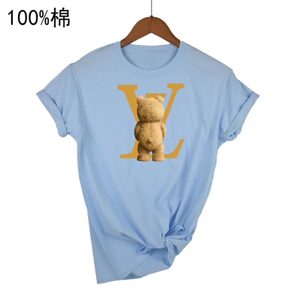 Luxury Brand T-shirt Casual Cute Bear Cute Women\'s Short Sleeve Printed Pattern Tops Fashion Summer Spring Printed Clothing