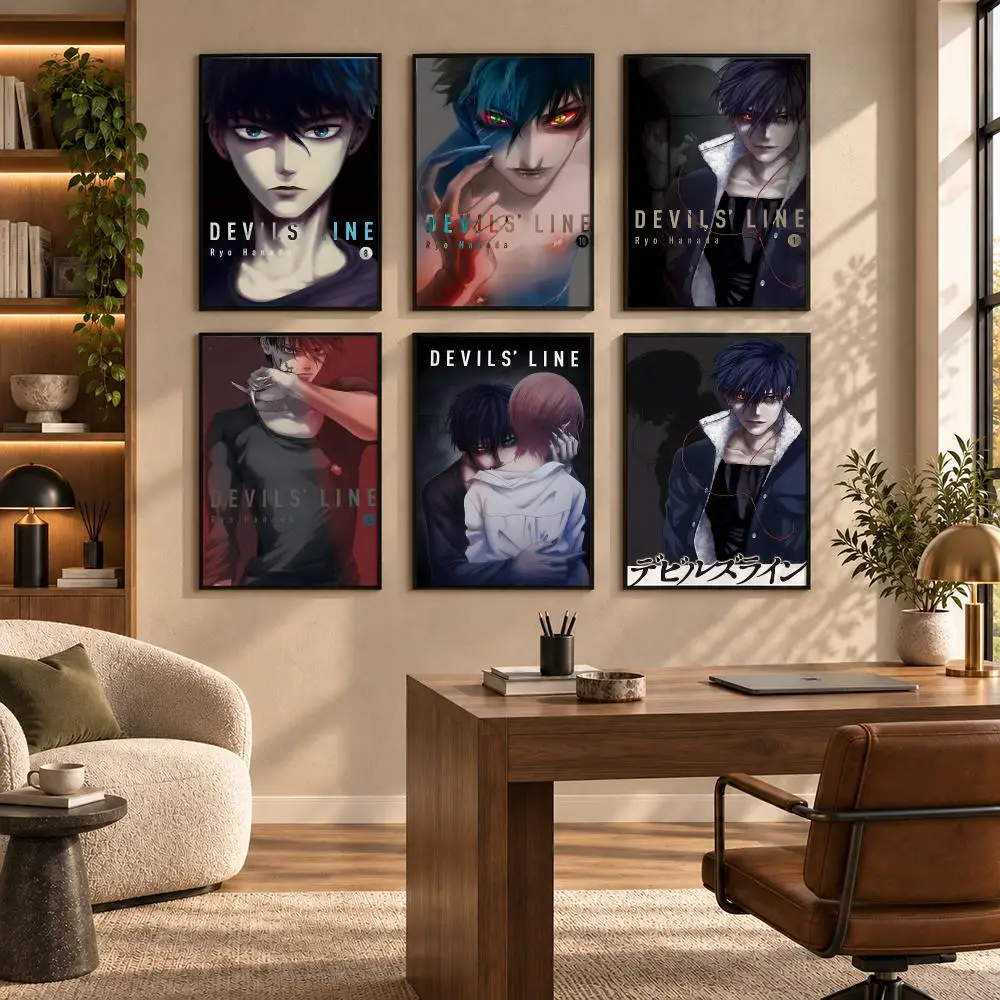 Anime DEVILS LINE Poster Self-adhesive Art Waterproof Paper Sticker Coffee House Bar Room Wall Decor