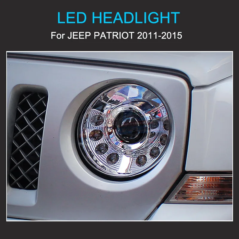 Car LED Headlights for JEEP Patriot 2011-2015 Headlights Plug and Play with DRL H/L Projector Lens Front Bumper LED Head Lights