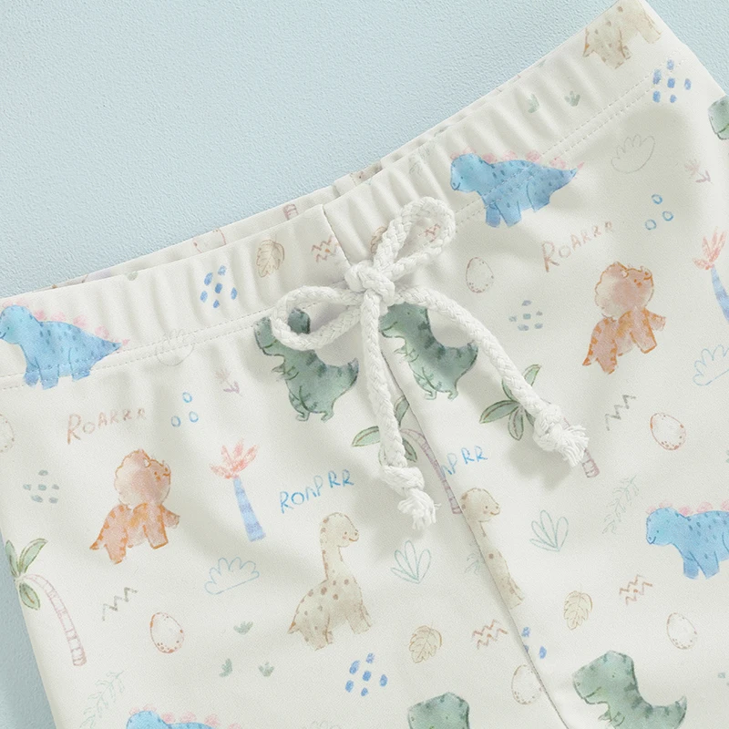 Tregren Summer Little Boys Swim Shorts Casual Elastic Waist Dinosaur Print Infant Swim Trunks Toddler Baby Bay Swimming Shorts