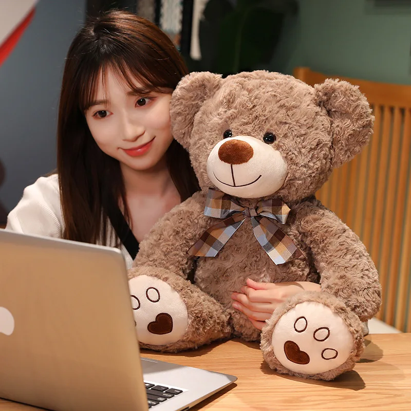 Adorable Cute Bear Plush Toys Kawaii Bow Tie Bear Plushie Pillow Stuffed Soft Dolls Valentine Xmas Girls for Lover Gifts Decor