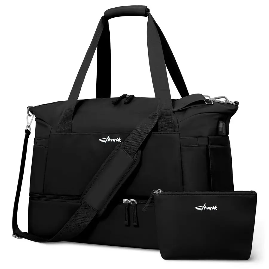 

Женская сумка, дорожная сумка для личных вещей с отделением для обуви, сумка-дафл для путешествий на выходные с влагозащитным карманом и USB-зарядкой