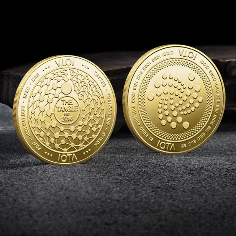 Creative IOTA Coin Art Collection Gold Silver Plated IOTA Coin with Plastic Case Physical Metal Commemorative Coin Souvenir Gift