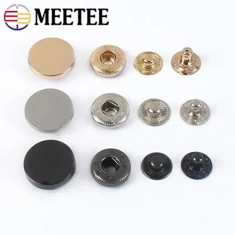 20Sets Meetee 10-25mm Metalen Snap Drukknopen Knoppen Plaksteen Bevestigingsmiddelen voor Portemonnee Kleding Jas Jas lederen Craft Accessoires