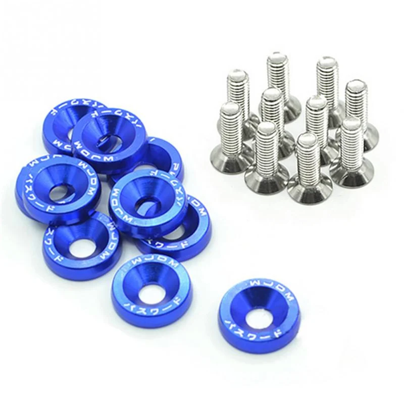 20 Pcs Car Billet Aluminum Bumper Washer Stainless Steel Screws Engine Kit Billet Aluminum Stainless Steel Screws Car Auto Guard