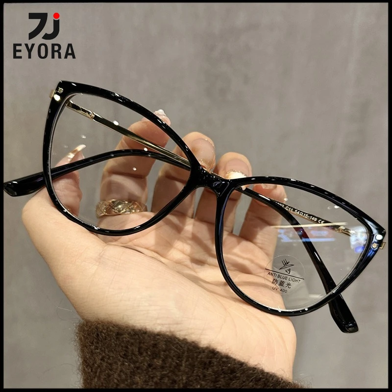

EYORA Oversize Frame Skinny Face Cat Eye Reading Glasses Anti Blue Ray Myopia and Hyperopia Photochromic Prescription Eyewear